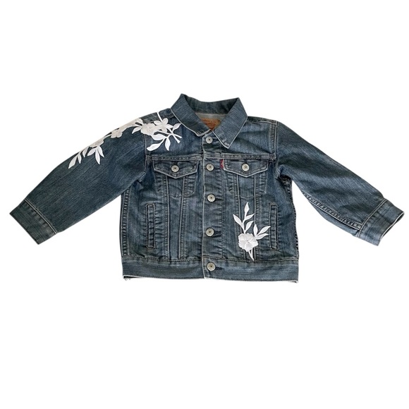 Levi's Other - Levi Kids Denim Jean Jacket with White Floral Embroidered Design Girl’s 3T